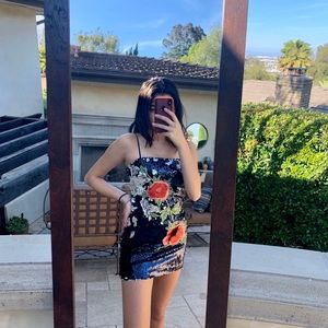 Floral Sequin Mini Dress